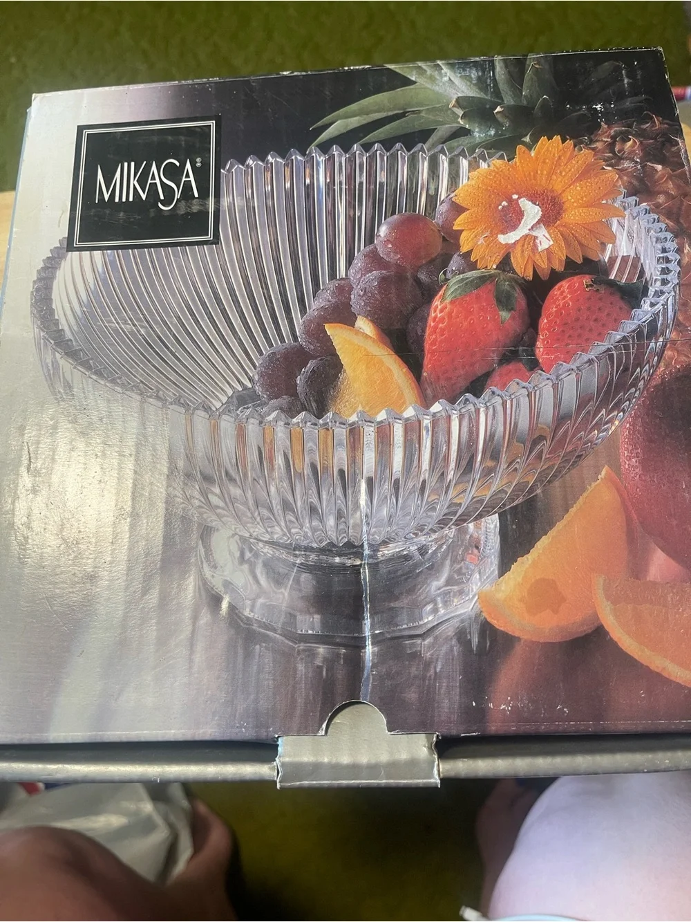 MIKASA DIAMOND FIRE FOOTED CENTERPIECE BOWL, BRAND NEW Crystal
